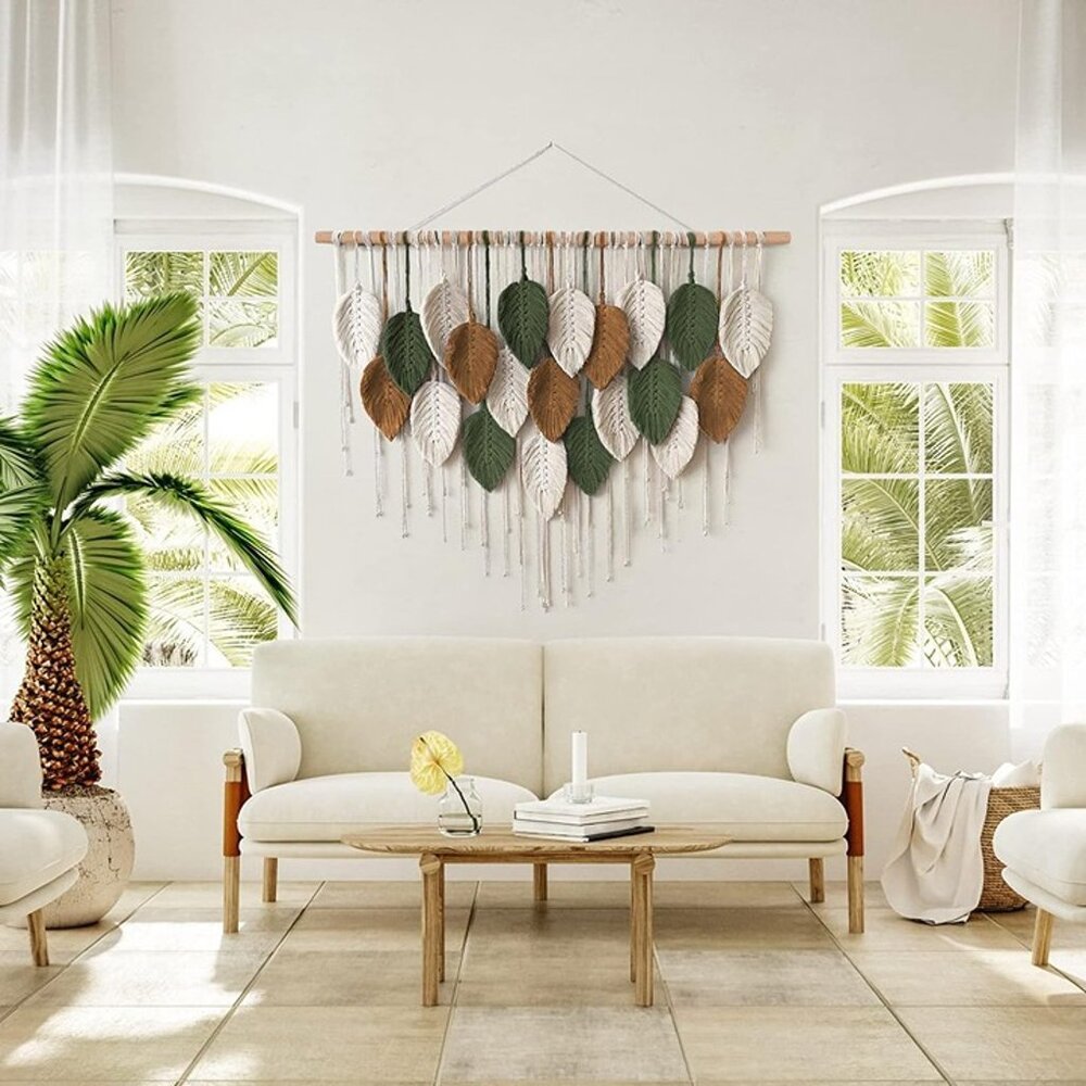 NEW Large Macrame Wall Hanging Boho Woven Tapestry, Chic Home Decor - Picture 4 of 10